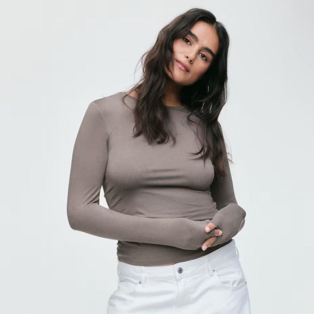H&M Microfiber Fitted Long Sleeve Bodysuit